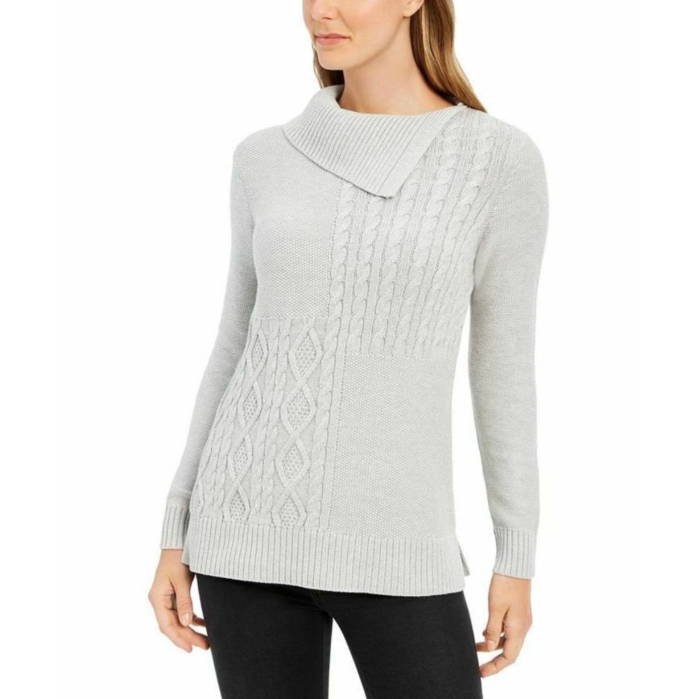 Karen Scott Envelope Neck Cable Knit Sweater Size M